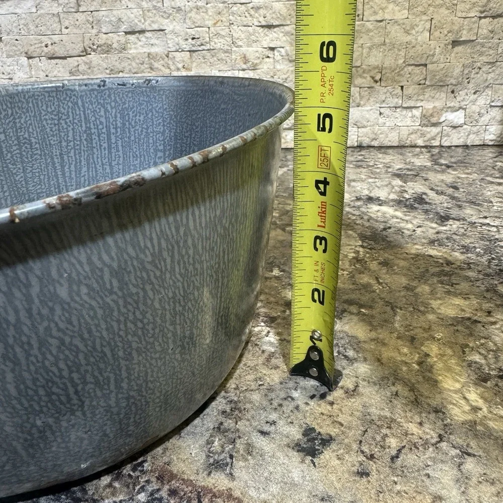 VTG Farmhouse Primitive‎ Speckled Gray Enamelware/Graniteware Sauce Pan Pot